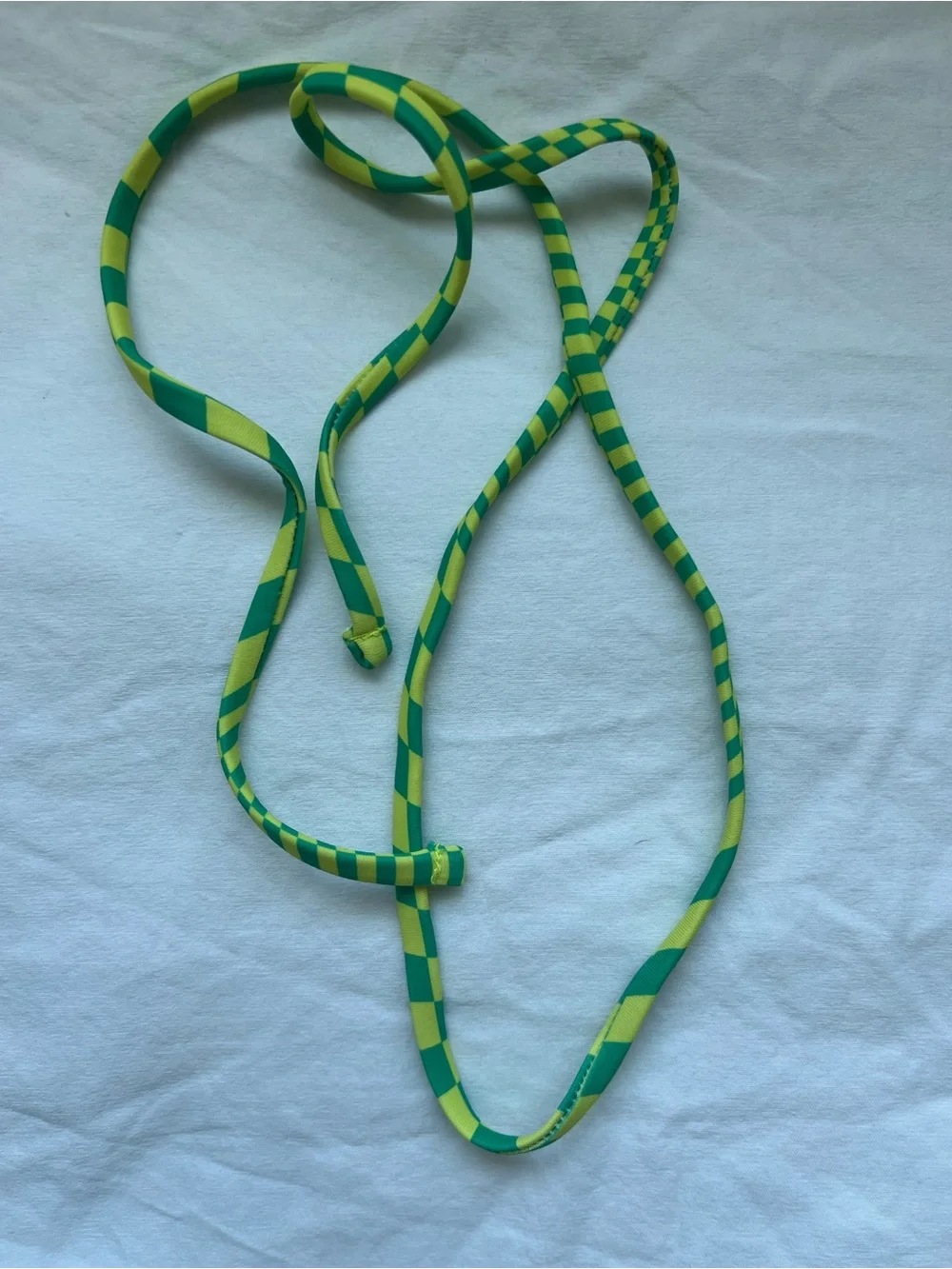 Vibrant Green & Yellow Check Bandeau Bikini Set